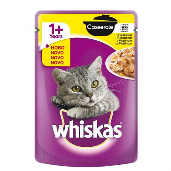 Whiskas Casserole Adult Chicken - Пауч за котка с пилешко месо в желе - 85 гр