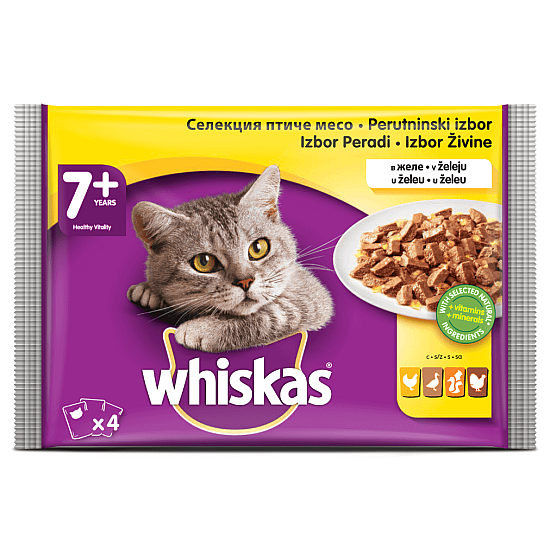 Whiskas Senior Chicken - Паучове за котки в зряла възраст с птичи ястия 4х85 гр