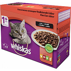 Whiskas Cat Pouch Meat Mix - Паучове за котки в зряла възраст с месо 12х85 гр