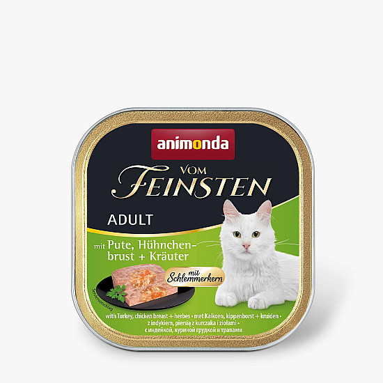 Vom Feinsten Adult Cat Turkey and Chicken Breast with Herbs - Пастет 2 в 1  за котки с пуйка, пилешки гърди и билки - 100 гр