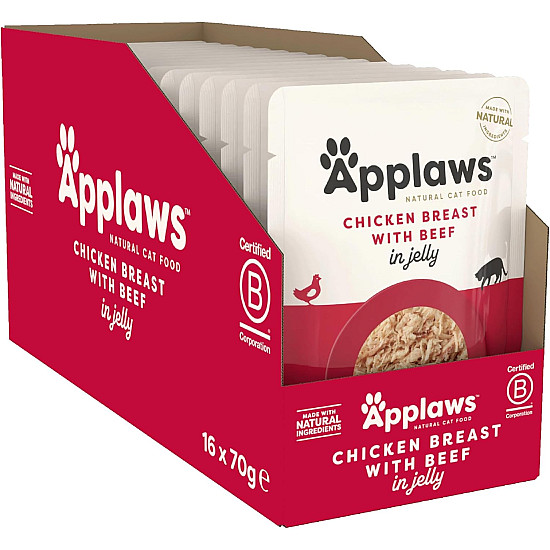 Applaws Cat Pouch Chicken with Beef in Jelly - Пауч за котки с пилешко и телешко в желе - 70 г