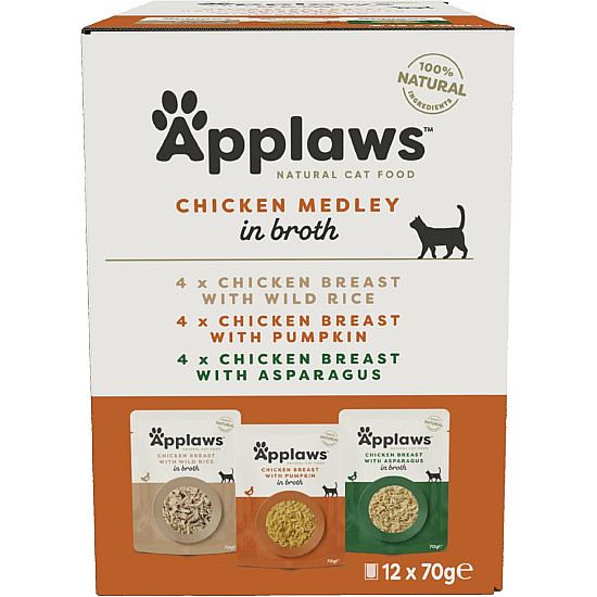 Applaws Cat Multipack Chicken in Broth - Комбинирани паучове за котка с пиле - 12 х 70 гр