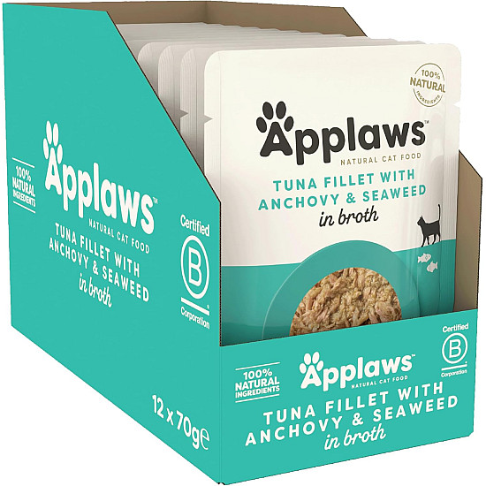 Applaws Cat Pouch Tuna Fillet with Anchovy - Пауч за котки с риба тон и аншоа - 70 г