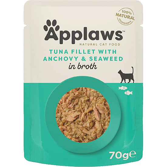 Applaws Cat Pouch Tuna Fillet with Anchovy - Пауч за котки с риба тон и аншоа - 70 г