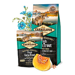 Carnilove Fresh Dog Carp Hair and Skin - Натурална суха храна за кучета шаран и пъстърва