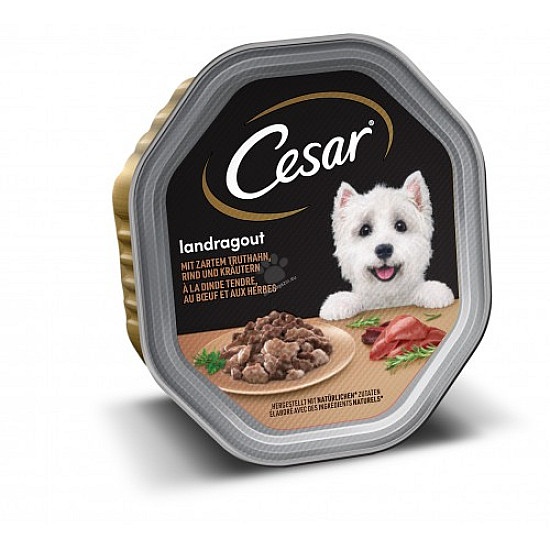 Cesar Tray пастет кучешка храна с пуешко и говеждо 150гр