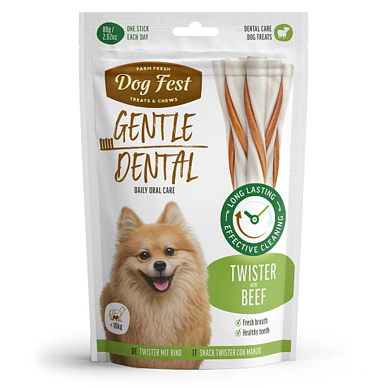 Dog Fest Twister with Beef - Дентални лакомства за кучета от малки породи с говеждо