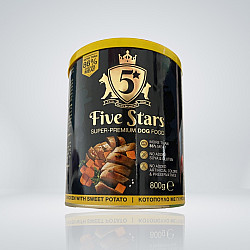 Five Stars Dog Chicken and Sweet Potato - Консерва за куче с пилешко и сладък картоф - 800гр с допълнителна капачка