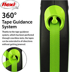 Flexi Classic Neon Green - Автоматичен повод за кучета - лента, светлоотразителен, зелен, 5 м