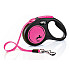 Flexi Classic Neon Pink - Автоматичен повод за кучета - лента, светлоотразителен, розов, 5 м