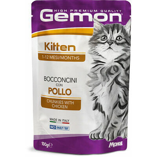 Gemon Kitten Chunkies wirh Chicken - Пауч хапки за малки котенца с пиле Gemon Kitten Chunkies wirh Chicken - Пауч хапки за малки котенца с пиле