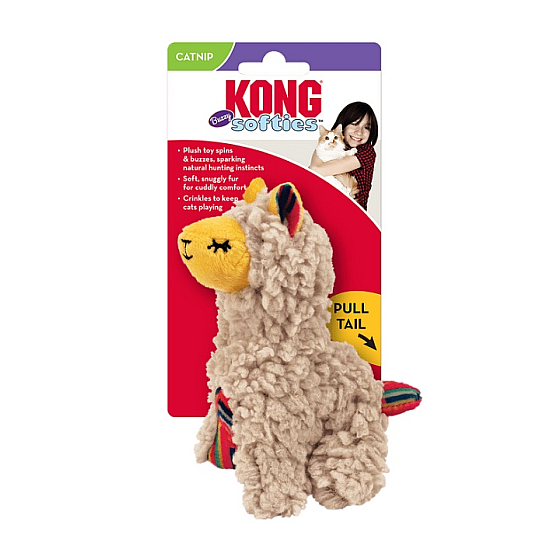 KONG Softies Buzzy Lama - Играчка за котки със звук и котешка трева