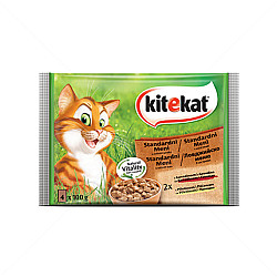 Kitekat Adult -Паучове с ловджийско меню 4x100гр