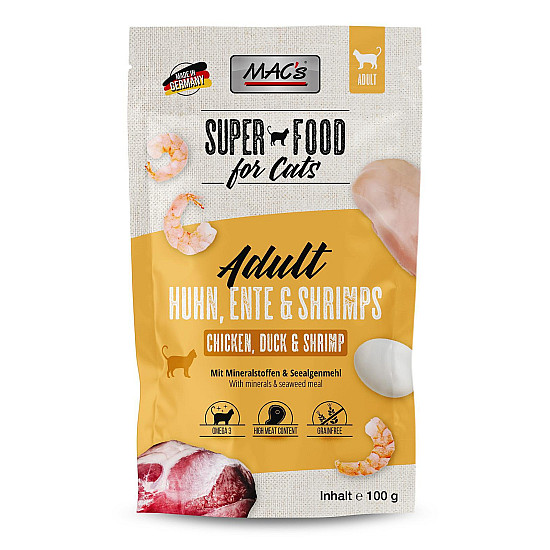Mac's Cat Adult Chicken, Duck and Shrimp - Пауч за котки с пиле, патица, скариди и водорасли