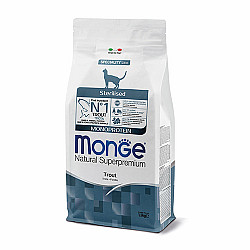 Monge Sterilized Cat Mono Trout - Суха храна монопротеин за кастрирани котки с пъстърва