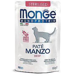 Monge Sterilized Cat Mono Beef Pate - Пастет за кастрирани котки с монопротеин телешко