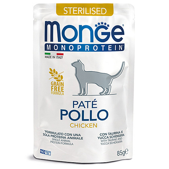 Monge Sterilized Cat Mono Chicken Pate - Пастет за кастрирани котки с монопротеин пиле