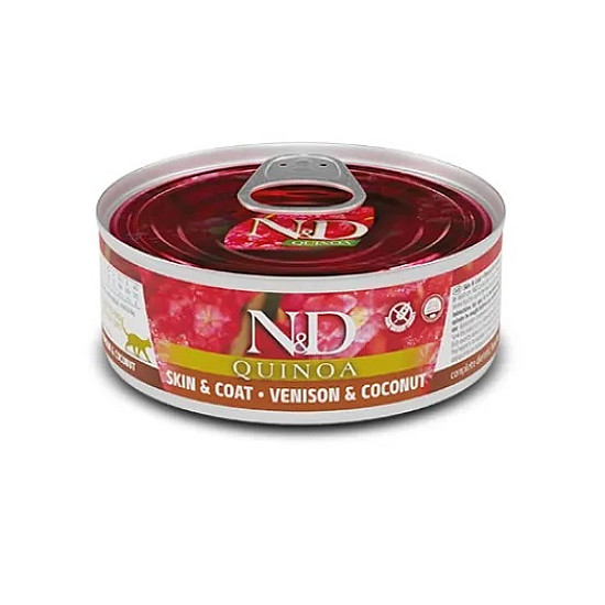 N&D Cat Skin n Coat Venison and Coconut - Консерва за котки за блестяща козина с елен и кокос