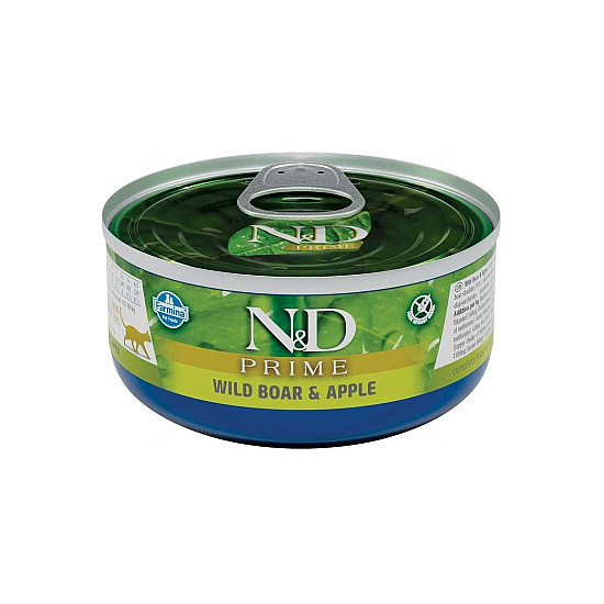 N&D Cat Prime Wild Boar and Apple - Консерва за котки с глиган и ябълки