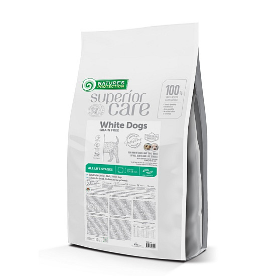 Nature’s Protection White Dogs Insect All Sizes Life Stages -  Суха храна за кучета с бяла и светла козина, подходяща за всички породи и размери - 10 кг