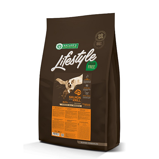 Nature’s Protection Lifestyle Grain Free Salmon With Krill Junior All breeds - Суха храна със сьомга и крил за подрастващи кучета от всички породи