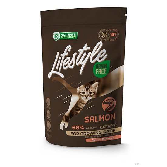 Nature's Protection Lifestyle Grain Free Salmon Kitten - Суха храна без зърно с вкус на сьомга за малки котенца