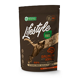 Nature's Protection Lifestyle Grain Free Salmon with Krill Sterilised Adult Cat - Суха храна без зърно за кастрирани котки със сьомга и крил