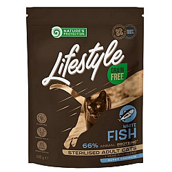 Nature’s Protection Lifestyle Grain Free Sterilised White Fish Adult Cat - Суха храна за кастрирани котки с бяла риба