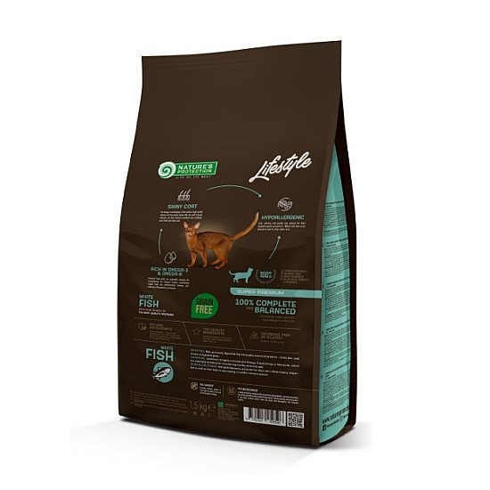 Nature's Protection Lifestyle Grain Free Adult White Fish - Пълноценна храна без зърно за котки над 1 година