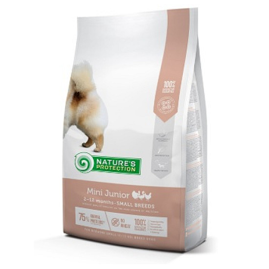 Nature’s Protection Mini Junior Poultry – пълноценна храна за малки кученца 2–8 месеца с пилешко