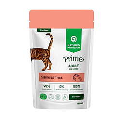 Nature's Protection Prime Sterilised Adult Cats with Salmon and Trout - Пауч за кастрирани котки със сьомга и пъстърва - 0.85 гр