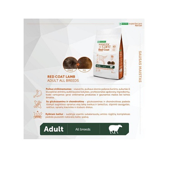 Nature’s Protection Red Coat Grain Free Lamb Adult All Breeds - Суха храна за израснали кучета от всички породи с червена козина с агнешко месо - 10кг