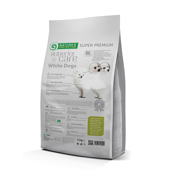 Nature's Protection White Dogs Junior Mini Grain Free - Суха храна без зърно за малки кученца с бяла козина