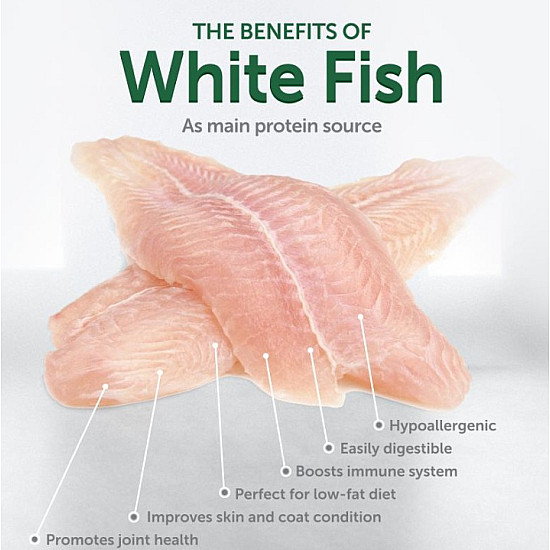 Nature’s Protection White Dogs Grain Free White Fish Adult Large Breeds - Суха храна за израснали кучета от големи породи с бяла и светла козина.