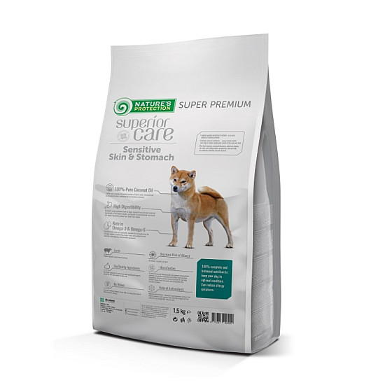 Nature’s Protection Sensitive Skin & Stomach Lamb Adult All Breeds - Суха храна без зърно с агне за израснали кучета от всички породи с чувствителна храносмилателна система