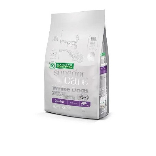 Nature’s Protection White Dogs Grain Free Salmon Junior All Breeds - Пълноценна храна без зърно със сьомга за подрастващи кучета от всички породи с бяла козина