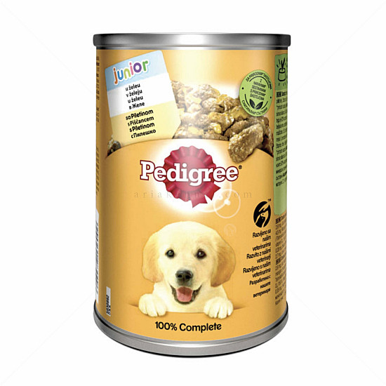 Pedigree Junior - консерва за подрастващи кученца с пилешко желе 400гр
