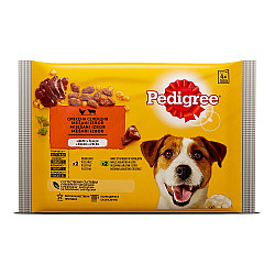 Pedigree Пауч за кучета с пилешко, агнешко и дроб в желе 4х100 гр