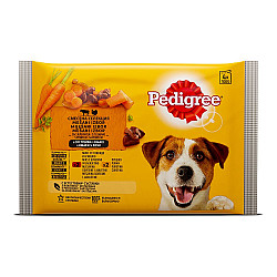 Pedigree Пауч за кучета с говеждо, агнешко, пуешко и моркови 4х100гр