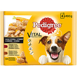 Pedigree Пауч за кучета с говеждо месо, пилешко и зеленчуци 4x100гр