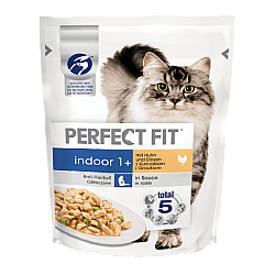 Perfect-fit Indoor - пауч за котки с пиле и грах 85гр