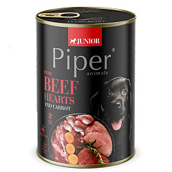 Piper Junior Beef Hearts with Carrot - Консерва за малки кученца с телешки сърца и моркови