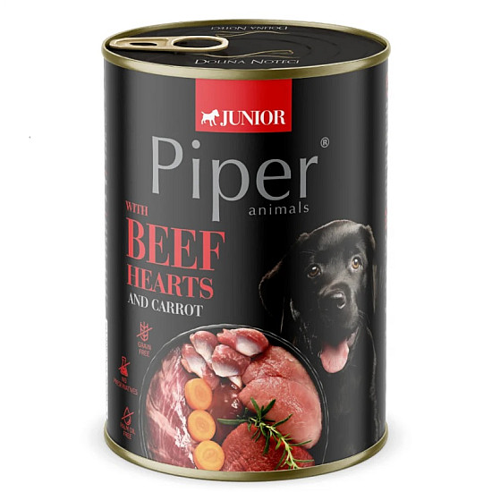 Piper Junior Beef Hearts with Carrot - Консерва за малки кученца с телешки сърца и моркови