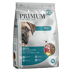 Primum Soft Monoprotein Beef - Мека, полувлажна гранулирана храна за израснали кучета, без зърно, с говеждо месо и картофи, 5 кг