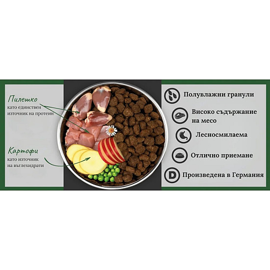 Primum Soft Monoprotein Chicken - Мека, полувлажна гранулирана храна за израснали кучета, без зърно, с пилешко и картофи, 5 кг