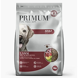 Primum Soft Monoprotein Lamb - Мека, полувлажна гранулирана храна за израснали кучета, без зърно, с агнешко месо и картофи, 5 кг