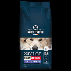 Prestige Dog Adult Medium Maxi Light and Sterilized - Суха храна за кучета със склонност към напълняване или кастрирани кучета - 15 кг