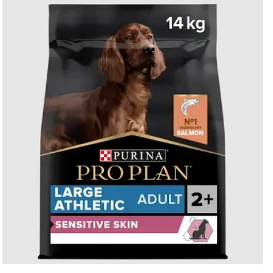Purina Pro Plan Athletic Adult Large Sensitive Skin Salmon - Суха храна за активни кучета от големи породи с чуствителна кожа и козина със сьомга - 14 кг