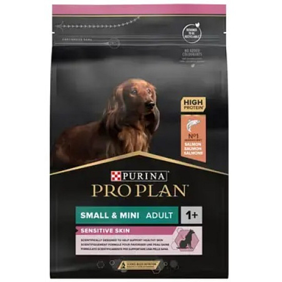 Purina Pro Plan Adult MIni Sensitive Skin Salmon - Суха храна за кучета със сьомга за чуствителна кожа
