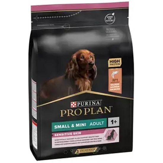 Purina Pro Plan Adult MIni Sensitive Skin Salmon - Суха храна за кучета със сьомга за чуствителна кожа